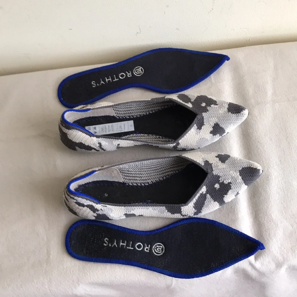 Rothy’s Size 7.5 The Point retired print Ash grey camo pointed toe flat shoe - Picture 9 of 13